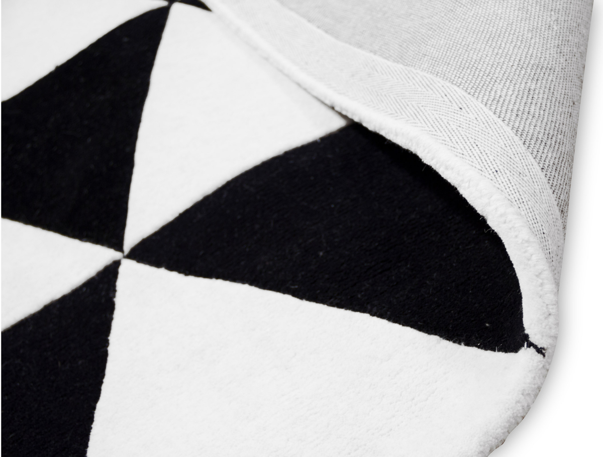 Buy Triangles Design Rug - Wool - Trya White / Black 58452 at MyFaktory