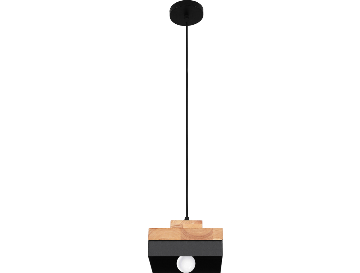 Buy Edda Scandinavian pendant lamp - Wood and metal Black 59308 - in the EU