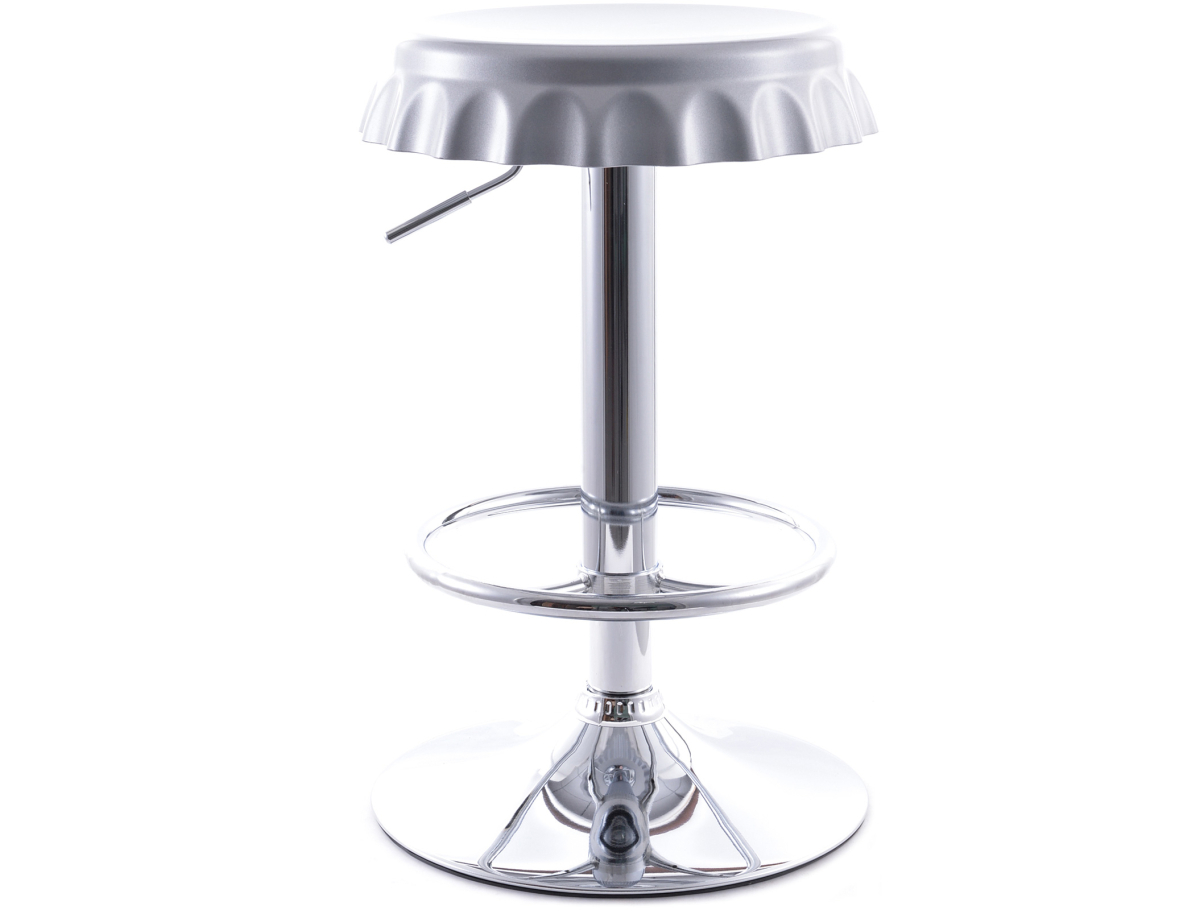 Buy Swivel Chromed Metal Bottle Cap Bar Stool - Height Adjustable White 49737 home delivery