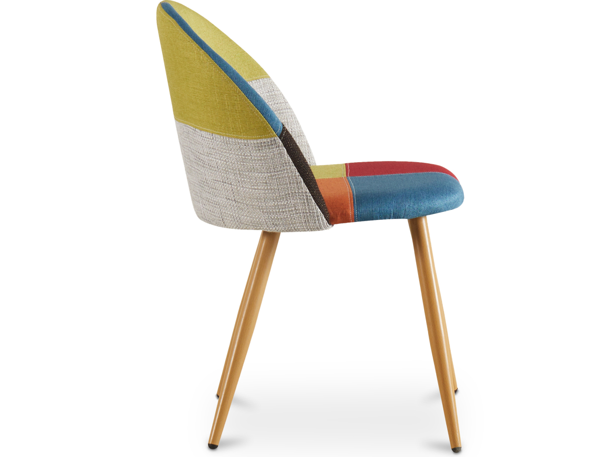 Buy Dining Chair Accent Patchwork Upholstered Scandi Retro Design Wooden Legs - Bennett Fiona Multicolour 59934 at MyFaktory