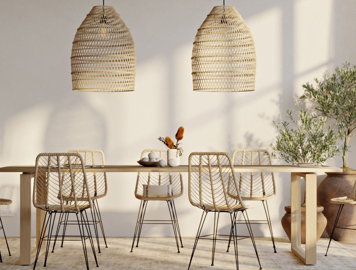 Buy Hanging Lamp Boho Bali Design Natural Rattan - Tuyen Natural wood 60036 with a guarantee