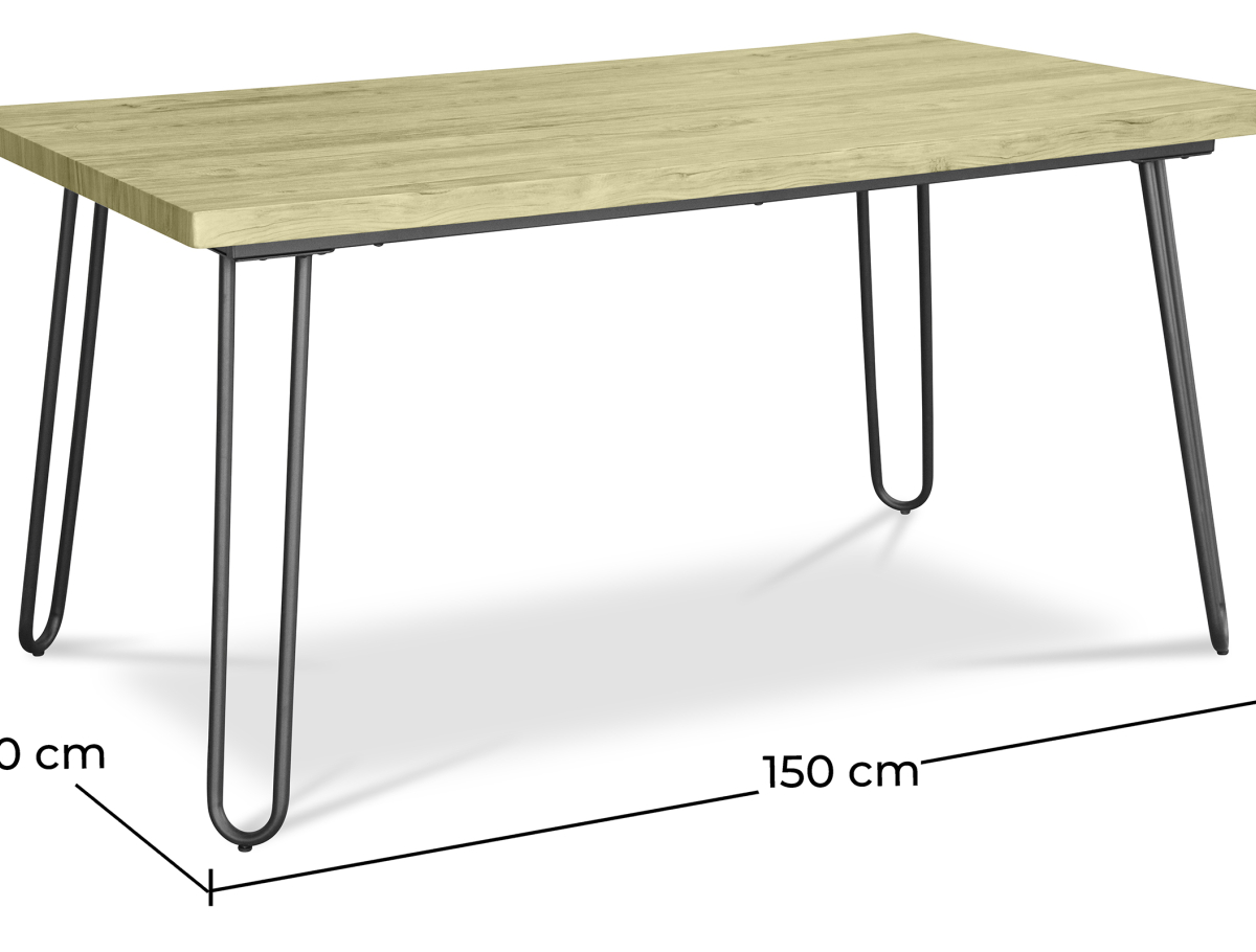 Buy Pack Hairpin Dining Table 150x90 & 6 Black Rattan Mesh Chairs - Canvas Black 60578 at MyFaktory