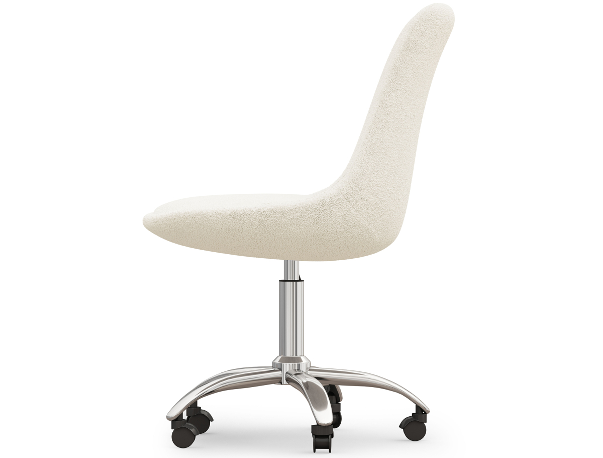 Buy Desk Chair with Wheels - White Boucle - Tulipe White 60615 at MyFaktory