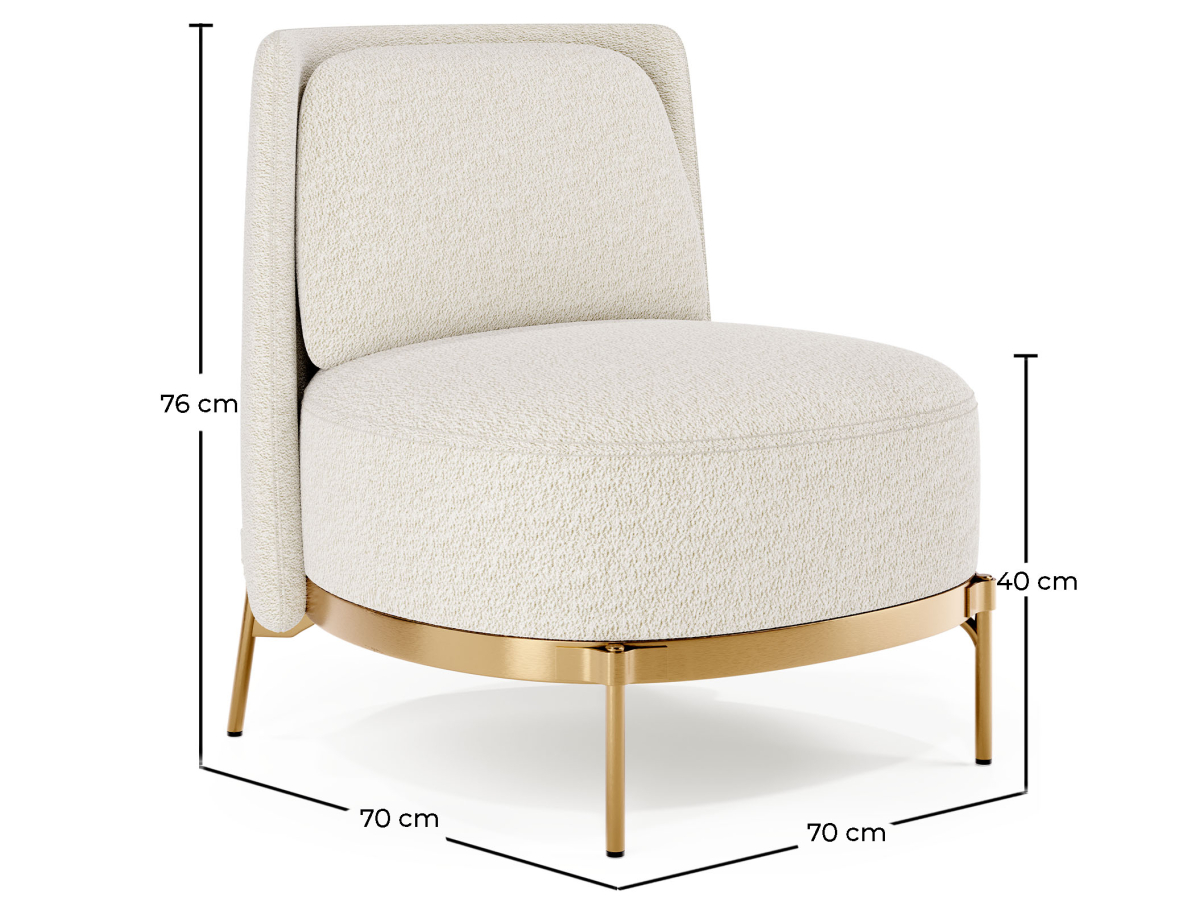 Buy Designer Armchair - Upholstered in Bouclé Fabric - Sabah White 61015 home delivery