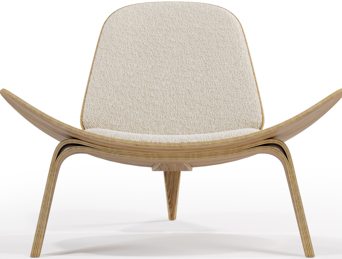 Buy Designer armchair - Scandinavian armchair - Boucle upholstery - Luna White 61247 - in the EU