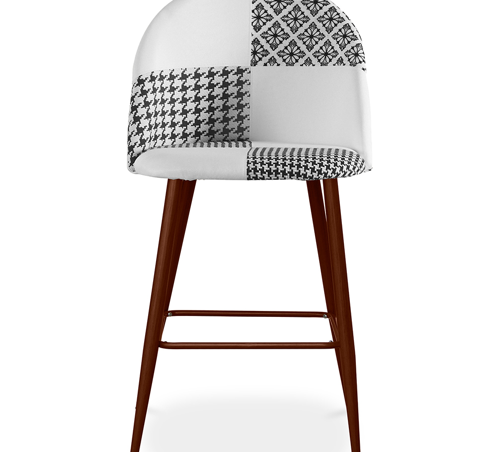 Buy Patchwork Upholstered Stool - Scandinavian Style - Black and White - 66cm - Bennett White / Black 61290 - in the EU