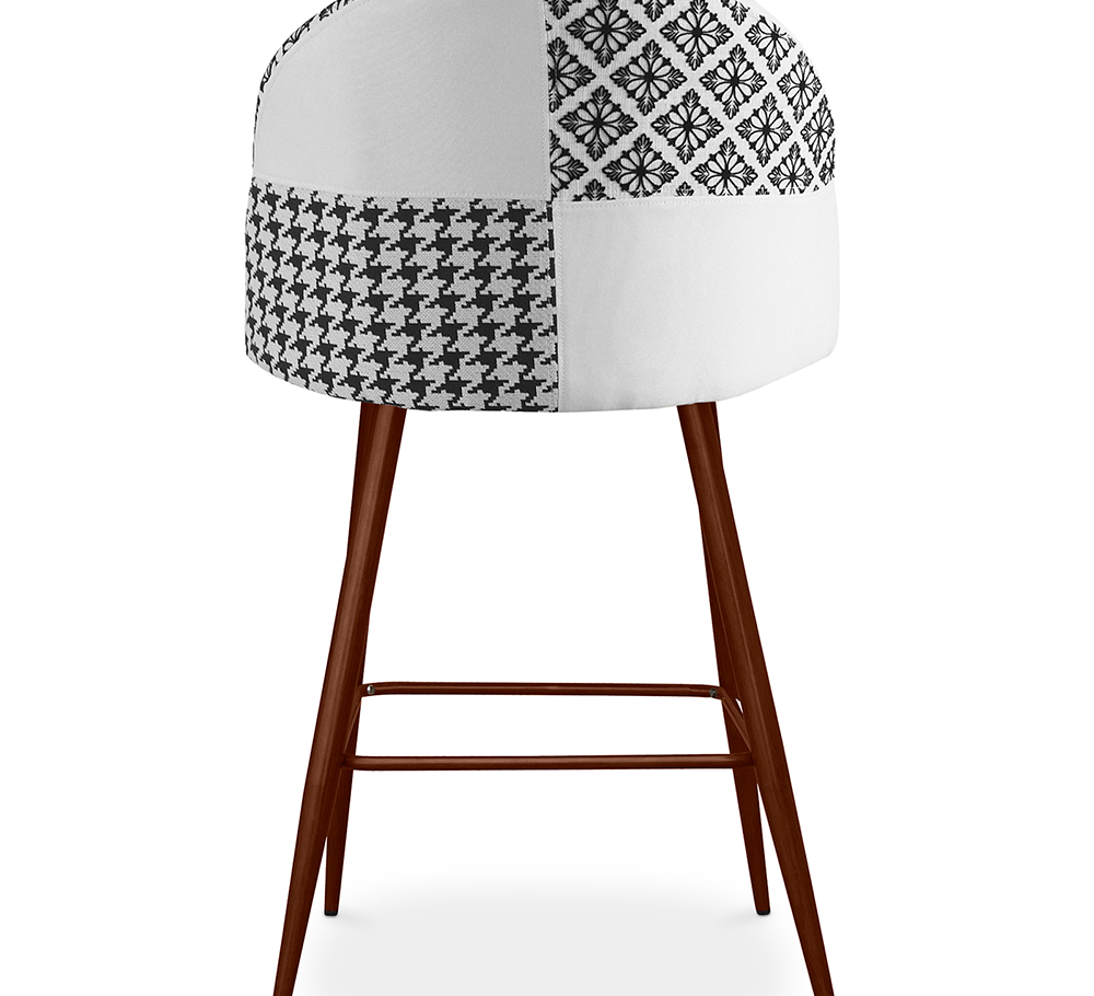 Buy Patchwork Upholstered Stool - Scandinavian Style - Black and White - 66cm - Bennett White / Black 61290 at MyFaktory