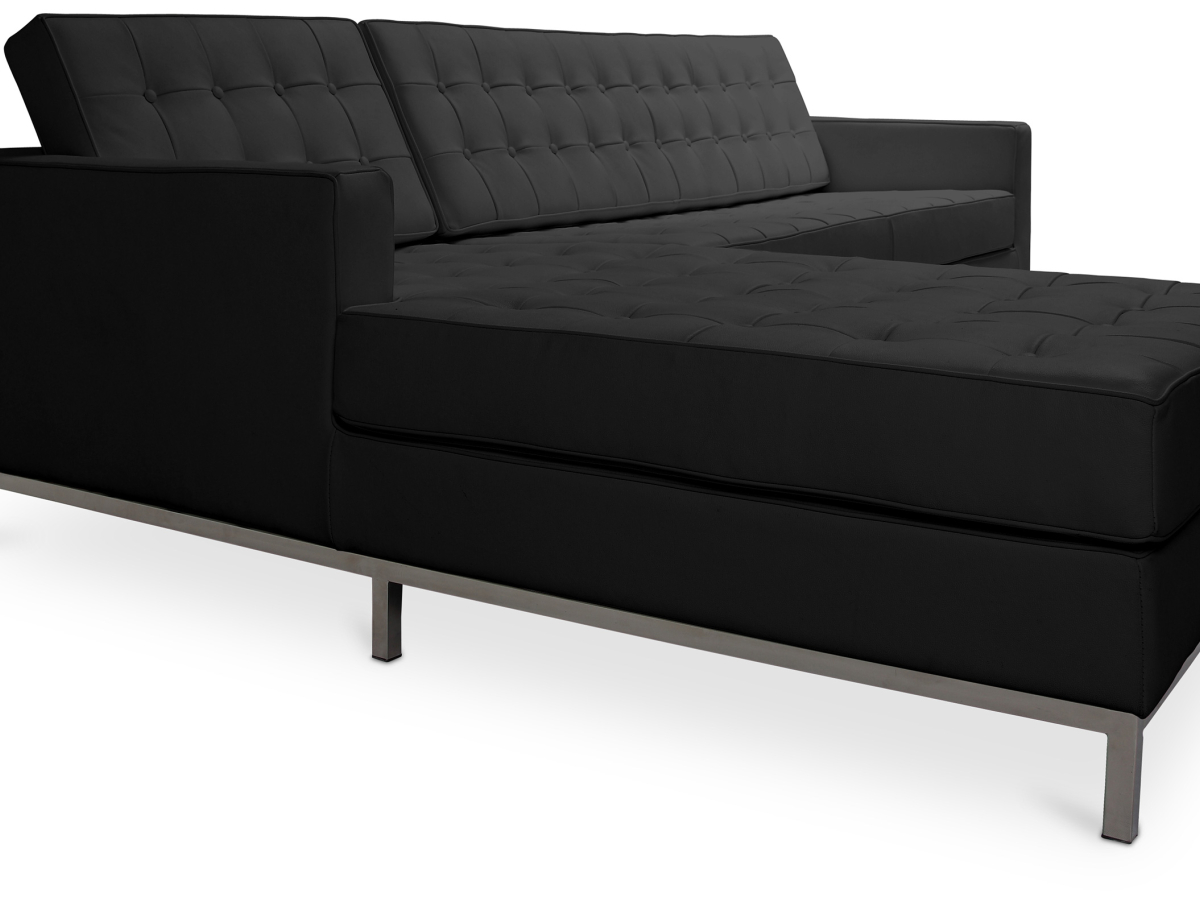 Buy Design Corner Sofa Kanel - Left Angle - Premium Leather Black 15186 - prices