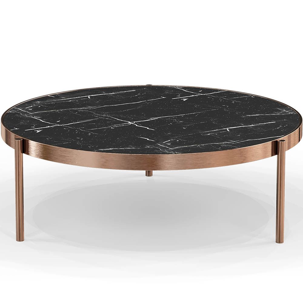  Buy Black Marble Coffee Table - 50cm Diameter - Louy Black 61093 - in the EU