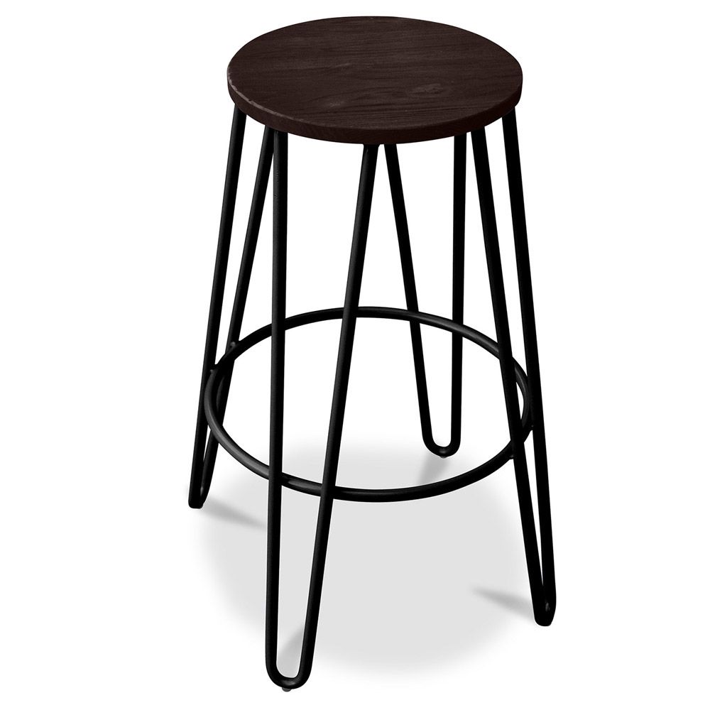  Buy Hairpin Stool - 74cm - Dark wood and metal Black 58321 - in the EU